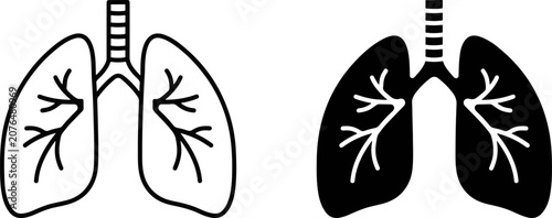 Foto Human lungs organ anatomical icons medical and health illustration respiratory b