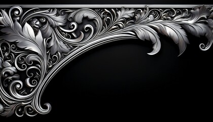 silver metallic ornate floral design corner frame