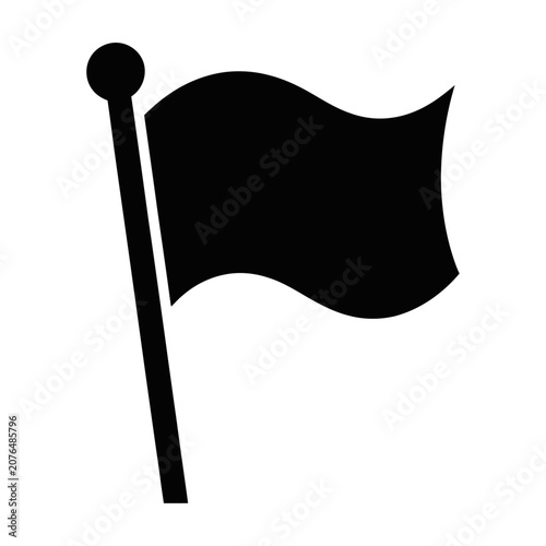 Canvastavla Simple black flag icon on a pole, a clean vector graphic for navigation and loca