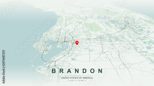 Obraz na płótnie Modern minimalist vector map of Brandon, Florida, USA