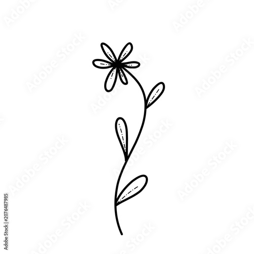 Hand Drawn Line Art Flower Icon, Minimal Botanical Outline