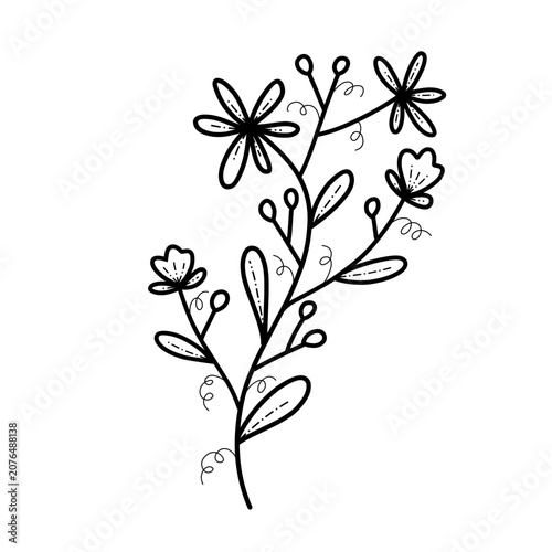 Minimal Floral Outline Icon with Black Line Art Illustration
