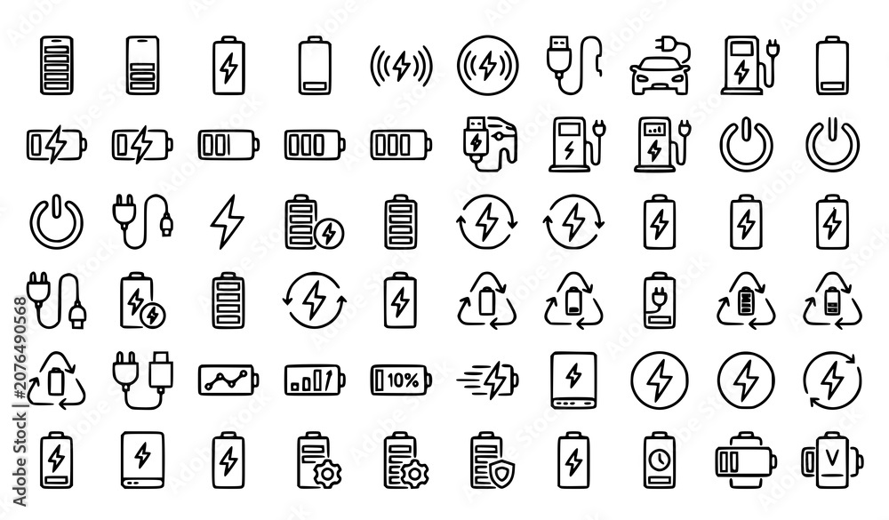 Fototapeta premium Battery and power icons set