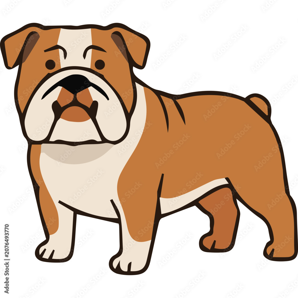 Fototapeta premium Strong Standing English Bulldog Character