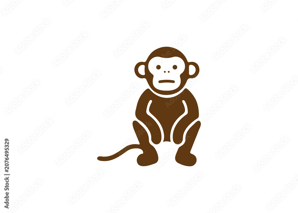 Obraz premium Modern linear monkey logo icon symbol