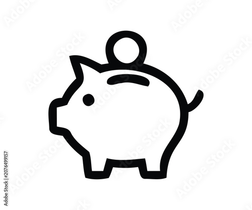Title: Piggy bank coin box savings investment personal finance line icon