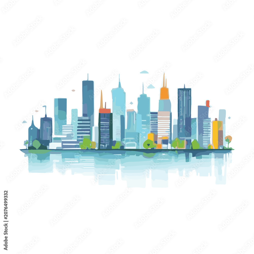 Fototapeta premium City skyline with tall buildings.