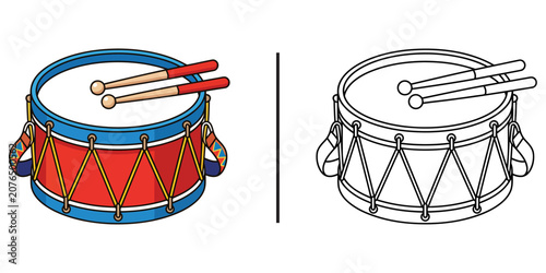 Photos Colorful and black and white drums with drumsticks