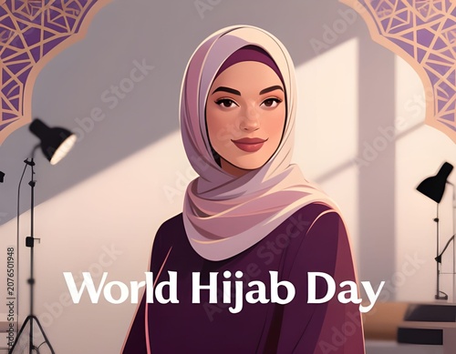Confident Woman Wearing Hijab for World Hijab Day Diversity and Cultural Identity Concept