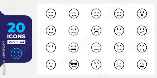 Konstfotografi Emoji face vector icon set featuring expressions emotions feelings mood happy sad angry cool wink and surprised reactions