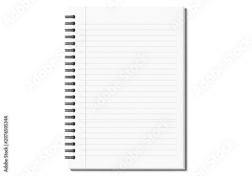 Empty lined spiral notebook page with metal binding