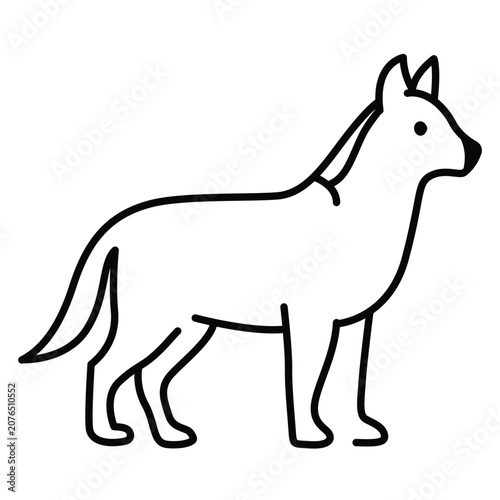 Wolf, Wild Animal, Stands Sideways On Four Paws, Outline .