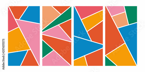 Принти на полотні Geometric mosaic pattern with vibrant colors and angular shapes