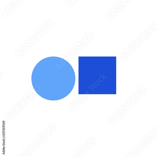 Minimalist Geometric Shapes Illustration with Blue Circles and Squares