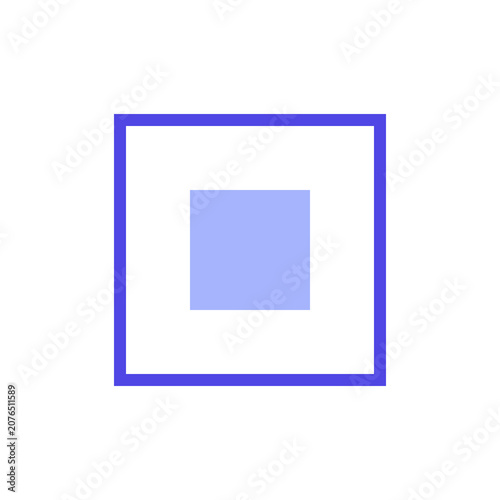 Abstract Cube Layout with Blue Borders and Central Square Design