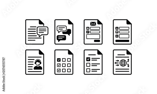 Various document and digital report file icons for interface.