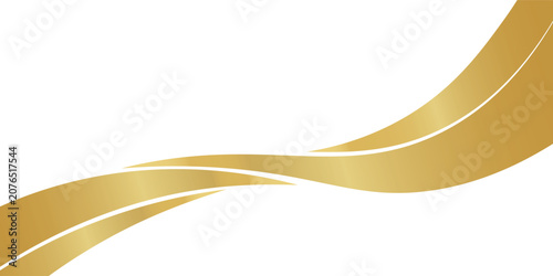 Abstract luxury golden wave vector background. Metallic gold fluid curved layered shapes on white background. Elegant wavy ribbon design for award certificate, wedding invitation, banner.