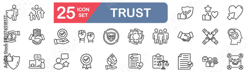 Foto Trust set of web icons in line style
