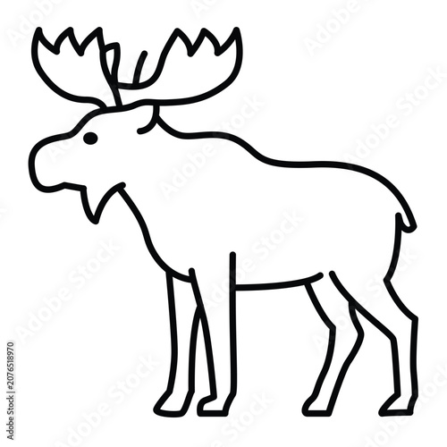 Moose Outline - Black and White Vector 