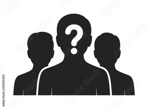 Fotografija Unknown Figure with Question Mark: An enigmatic silhouette represents uncertainty and mystery