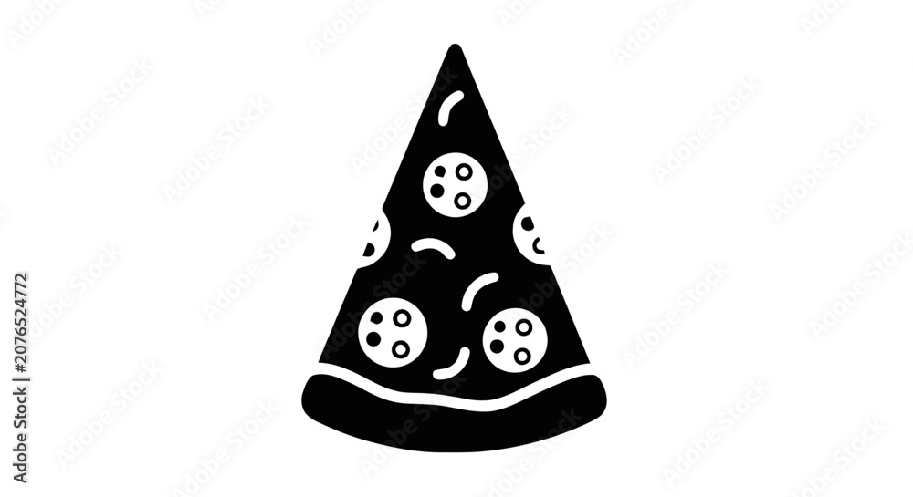 Fototapeta premium Vector illustration of slice of pizza with pepperoni icon on a transparent background