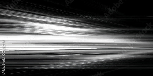 Fotografie Abstract black and white motion blur background with fast speed light streaks an