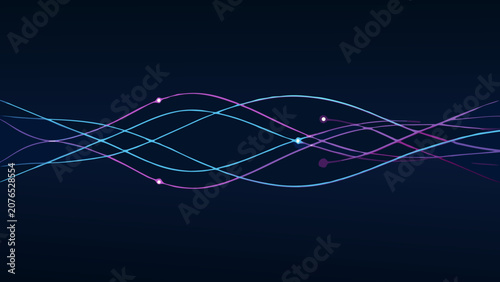 Photos Wavy lines in blue and purple hues create an abstract vector visualization on a