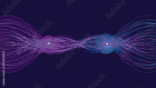 Abstract wave pattern with vibrant purple and blue hues against a dark background waves flowing lines curvilinear