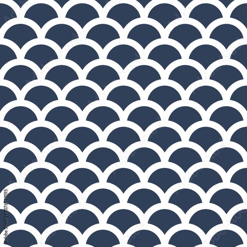 Seamless Japanese Fan Pattern Background in Navy Blue
