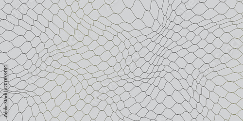 Tableau sur toile Abstract wavy grid background with distorted mesh pattern, 3D wave line texture