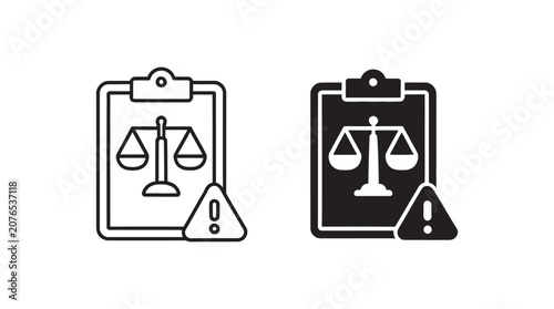 Tableau sur toile lawsuit icon set multiple style collection featuring legal dispute, court, justi