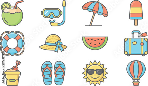 Foto Colorful beach icons