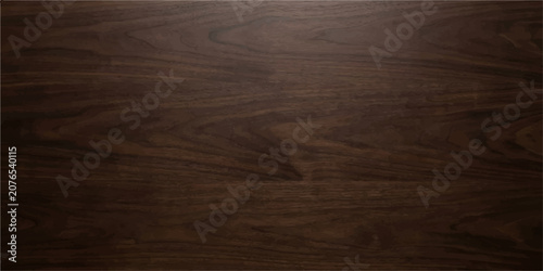Abstract dark chocolate walnut wood texture background with even horizontal grain and rich timber surface for modern interior design