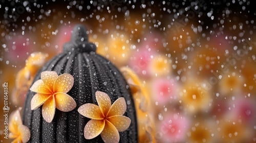 Beautifully decorated shivaratri offering with flowers and rain for meditation and celebration of faith
