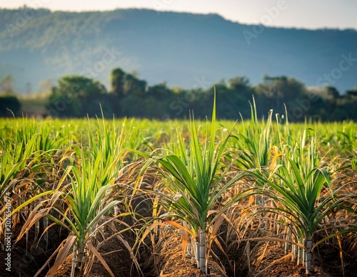 close up of sugarcane with a plantation in the background sugarcane close up plantation agriculture farm field rural growth