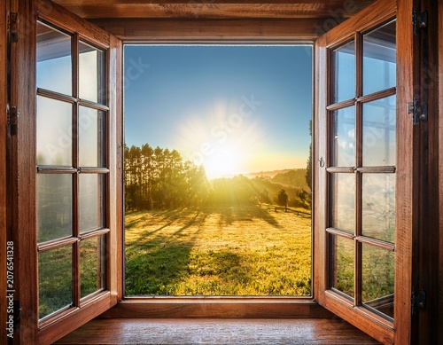open wooden window on a sunny day wood window open sunlight vintage rustic architecture home interior design view