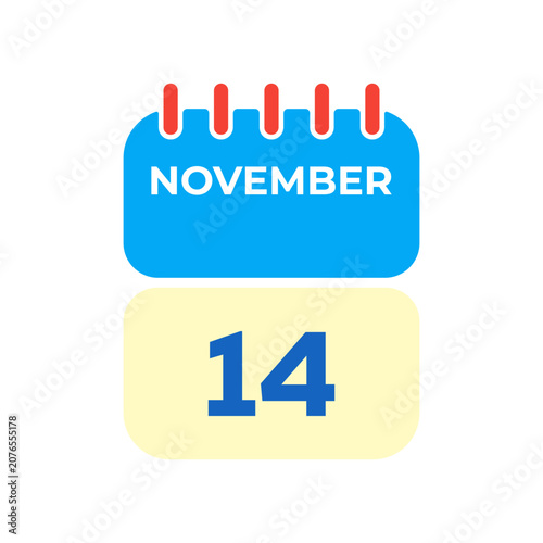Fotografie World Diabetes Day November 14 Calendar Icon Vector Illustration for Medical Awa
