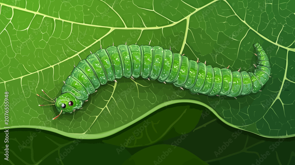Obraz premium green caterpillar on a leaf