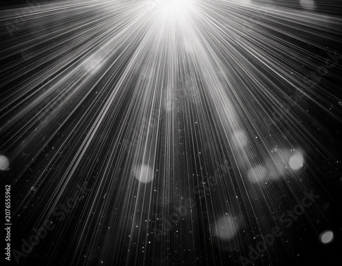 vintage black and white light rays with floating dust particles abstract background