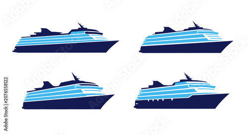 Cruise Ships Sailing on Ocean Waves.