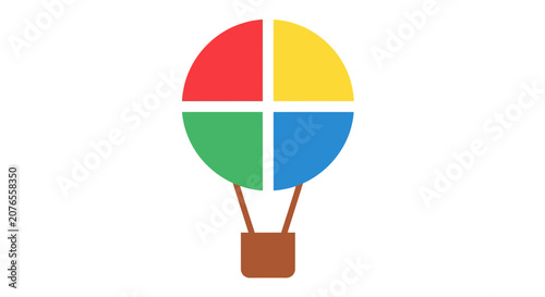 Colorful Hot Air Balloon Icon.