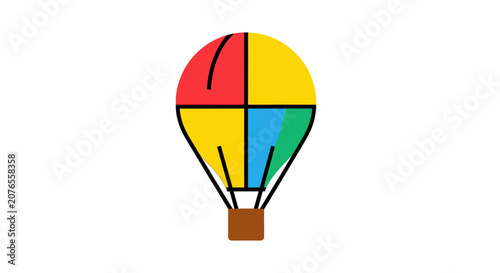 Colorful hot air balloon icon.