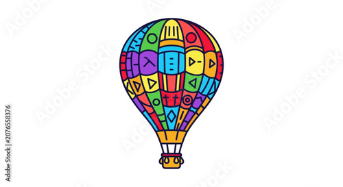 Colorful hot air balloon illustration.