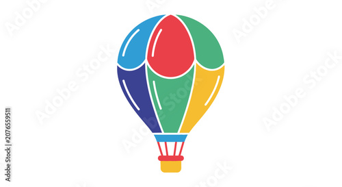 Colorful hot air balloon flying.