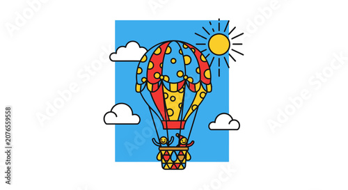 Colorful Hot Air Balloon Flying.