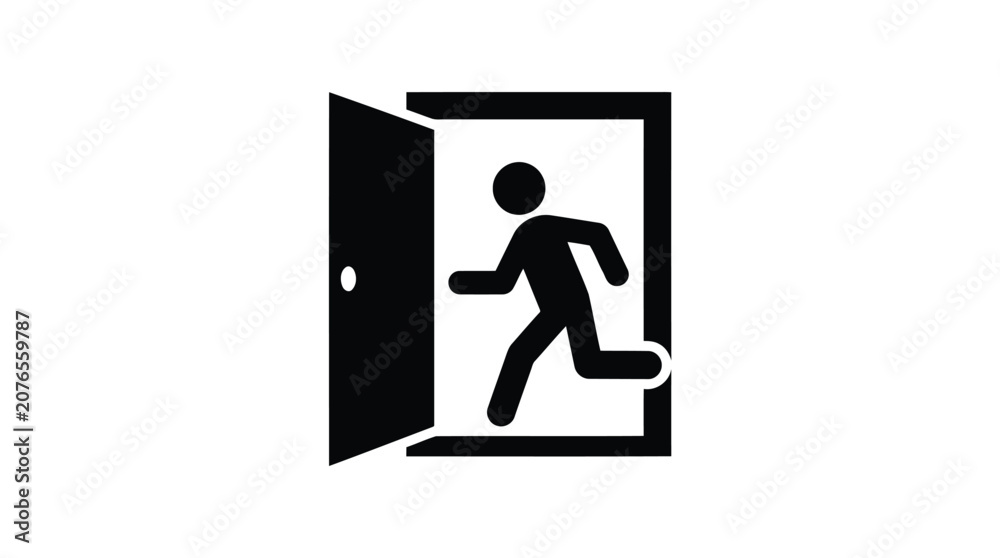 Fototapeta premium Vector illustration of emergency exit sign with a running person icon