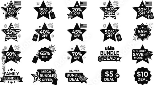 Discount and bundle deal labels for sales and promotions