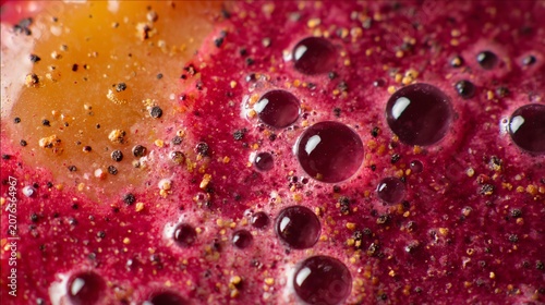 A macro shot of fruit textures inside a smoothie bowl showing vibrant colors and glossy surfaces