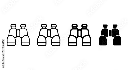 Photos Binoculars Icon Set, Optical Device Vector Graphics, Magnification Tool Symbols,