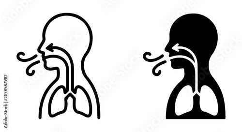 Obraz na płótnie Breathing Icon Set, Respiration Symbol, Inhale Exhale Vector Graphics, Medical H